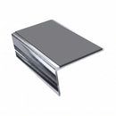 Single Channel Stair Nosing 2.75m | Rake Back | Aluminium , mid grey insert, Mirrorflect Silver finish