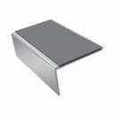 Single Channel Aluminium Stair Nosing 2.44m PVC Insert, mid grey insert, Satin Silver finish