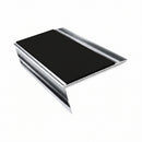 Rake Back Aluminium Stair Nosing | Single Channel | 3.22m , premium black insert, Mirrorflect Silver finish