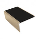 Single Channel Stair Nosing 2.75m | Rake Back | Aluminium , premium black insert, Satin Bronze finish