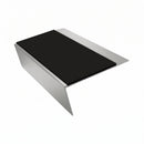 Aluminium Rake Back Stair Nosing 2.44m Single Channel Ramp, premium black insert, Satin Silver finish