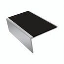 Aluminium Stair Nosing 3.22m Rake Back Single Channel, premium black insert, Satin Silver finish