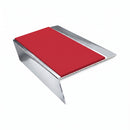 Rake Back Aluminium Stair Nosing | Single Channel | 3.22m , red insert, Mirrorflect Silver finish