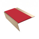 Aluminium Rake Back Stair Nosing 2.44m Single Channel Ramp, red insert, Satin Bronze finish