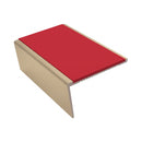 Single Channel Stair Nosing 2.75m | Rake Back | Aluminium , red insert, Satin Bronze finish