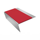 Rake Back Aluminium Stair Nosing | Single Channel | 3.22m , red insert, Satin Silver finish
