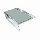 Aluminium Rake Back Stair Nosing 2.44m Single Channel Ramp, sage green insert, Mirrorflect Silver finish