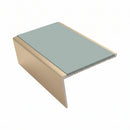 Single Channel Aluminium Stair Nosing 2.44m PVC Insert, sage green insert, Satin Bronze finish