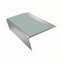 Rake Back Aluminium Stair Nosing | Single Channel | 3.22m , sage green insert, Satin Silver finish