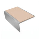 Aluminium Stair Nosing 3.22m Rake Back Single Channel, sahara insert, Satin Silver finish
