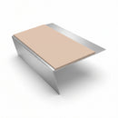 Rake Back Aluminium Stair Nosing | Single Channel | 3.22m , sahara insert, Satin Silver finish