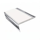 Rake Back Aluminium Stair Nosing | Single Channel | 3.22m , white insert, Mirrorflect Silver finish