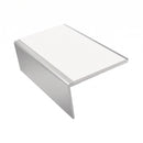 Single Channel Aluminium Stair Nosing 2.44m PVC Insert, white insert, Satin Silver finish