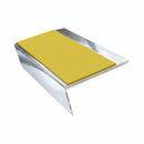 Rake Back Aluminium Stair Nosing | Single Channel | 3.22m , yellow insert, Mirrorflect Silver finish
