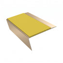 Aluminium Rake Back Stair Nosing 2.44m Single Channel Ramp, yellow insert, Satin Bronze finish