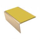 Aluminium Stair Nosing 3.22m Rake Back Single Channel, yellow insert, Satin Bronze finish