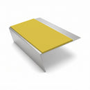 Rake Back Aluminium Stair Nosing | Single Channel | 3.22m , yellow insert, Satin Silver finish