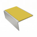 Single Channel Stair Nosing 2.75m | Rake Back | Aluminium , yellow insert, Satin Silver finish