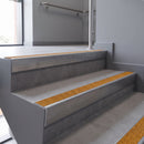 Aluminium rake back stair nosing 56 x 56mm, Solar Mor Grip insert, Mill Finish, fitted to concrete steps