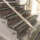 Raked back aluminium stair nosing, black anodised with light bronze aluminium insert