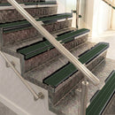 Raked back aluminium stair nosing, black anodised with spruce castellated insert