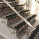 Raked back aluminium stair nosing, bronze with black anodised aluminium insert