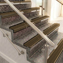 Raked back aluminium stair nosing, bronze with bronze aluminium insert
