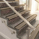Raked back aluminium stair nosing, bronze with fawn castellated insert