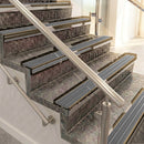 Raked back aluminium stair nosing, bronze with flint castellated insert