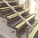 Raked back aluminium stair nosing, bronze with ivory castellated insert