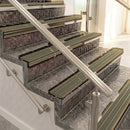 Raked back aluminium stair nosing, bronze with light bronze aluminium insert