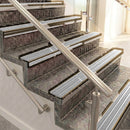 Raked back aluminium stair nosing, bronze with mill aluminium insert