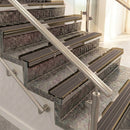 Raked back aluminium stair nosing, bronze with peat castellated insert