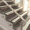 Raked back aluminium stair nosing, bronze with porth stone castellated insert