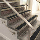 Raked back aluminium stair nosing, light bronze with black anodised aluminium insert