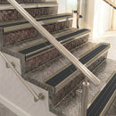 Raked back aluminium stair nosing, light bronze with black castellated insert