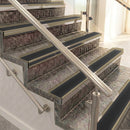 Raked back aluminium stair nosing, light bronze with black smooth textured insert