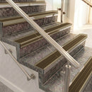Raked back aluminium stair nosing, light bronze with bronze aluminium insert
