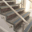 Raked back aluminium stair nosing, light bronze with flint castellated insert