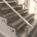 Raked back aluminium stair nosing, light bronze with granite castellated insert
