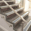Raked back aluminium stair nosing, light bronze with light grey smooth textured insert