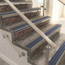 Raked back aluminium stair nosing, light bronze with regency castellated insert