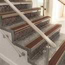 Raked back aluminium stair nosing, light bronze with rustic castellated insert
