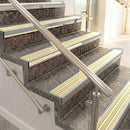 Raked back aluminium stair nosing, mill aluminium with ivory castellated insert
