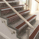 Raked back aluminium stair nosing, mill aluminium with rustic castellated insert