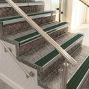 Raked back aluminium stair nosing, mill aluminium with spruce castellated insert