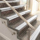 Raked back aluminium stair nosing, mill aluminium with white castellated insert