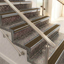 Raked back aluminium stair nosing, polished aluminium with bronze aluminium insert