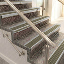 Raked back aluminium stair nosing, satin aluminium with light bronze aluminium insert