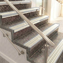 Raked back aluminium stair nosing, satin aluminium with porth stone castellated insert